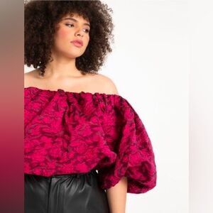 Off The Shoulder Bubble Top | Size 22 | Pink Peacock